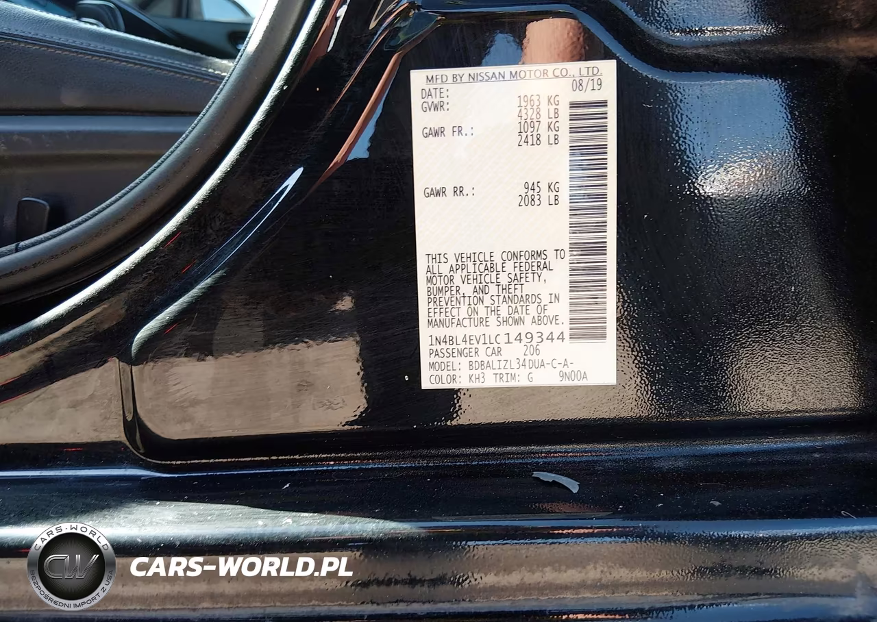 2020 Nissan Altima Sl Fwd VIN:1N4BL4EV1LC149344 - 9