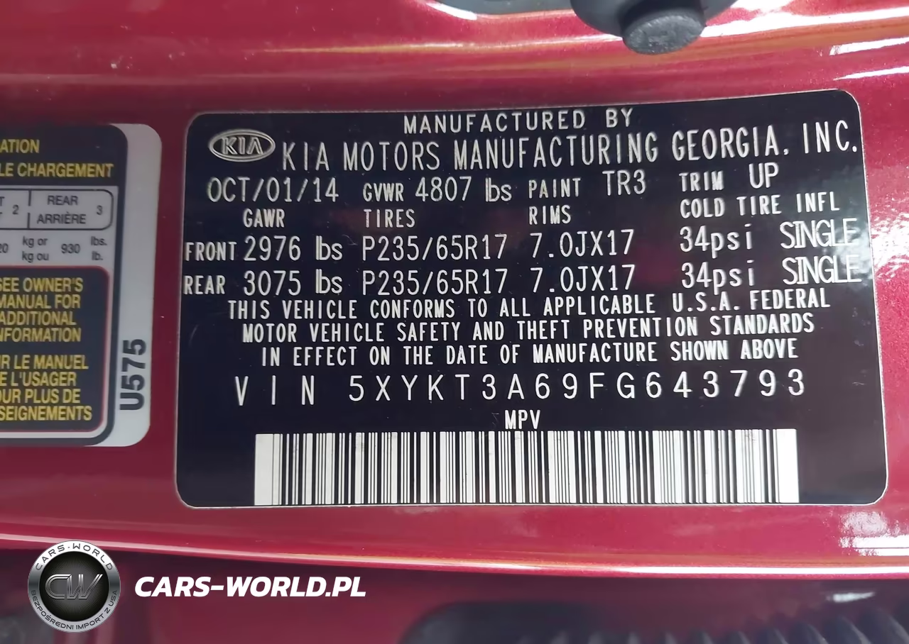 2015 Kia Sorento Lx VIN:5XYKT3A69FG643793 - 9