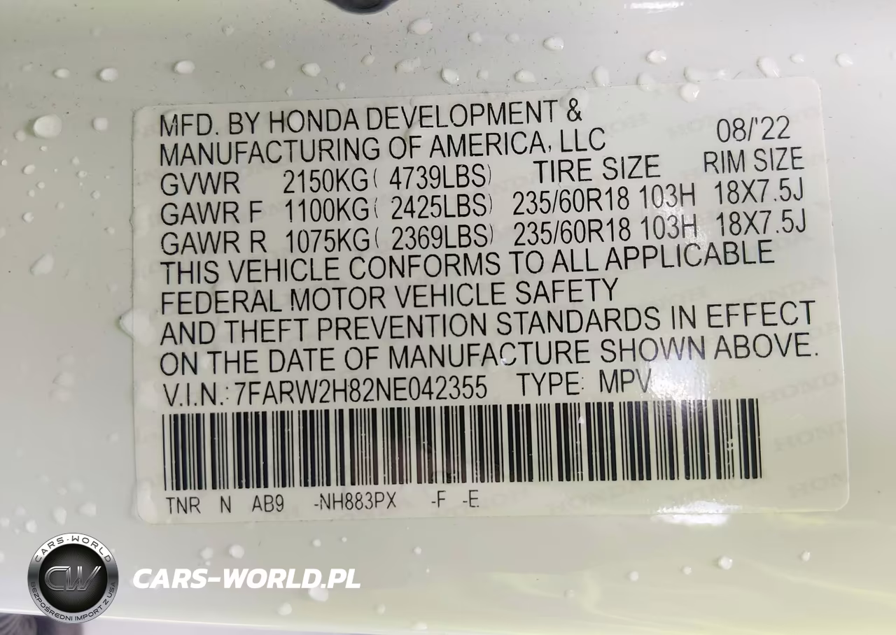 2022 Honda Cr-V Awd Ex-L VIN:7FARW2H82NE042355 - 9