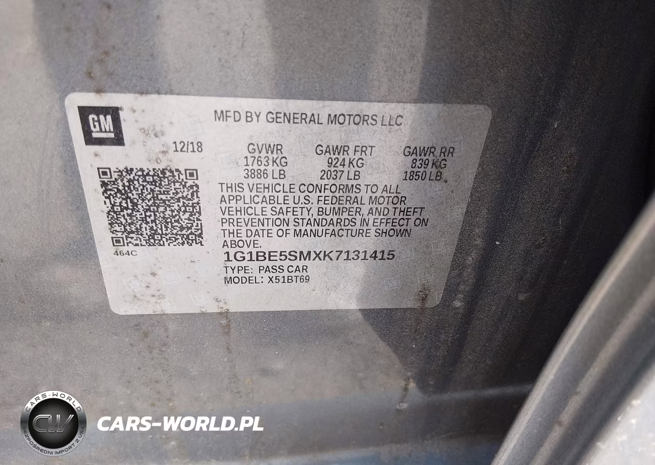 2019 Chevrolet Cruze Lt VIN:1G1BE5SMXK7131415 - 9