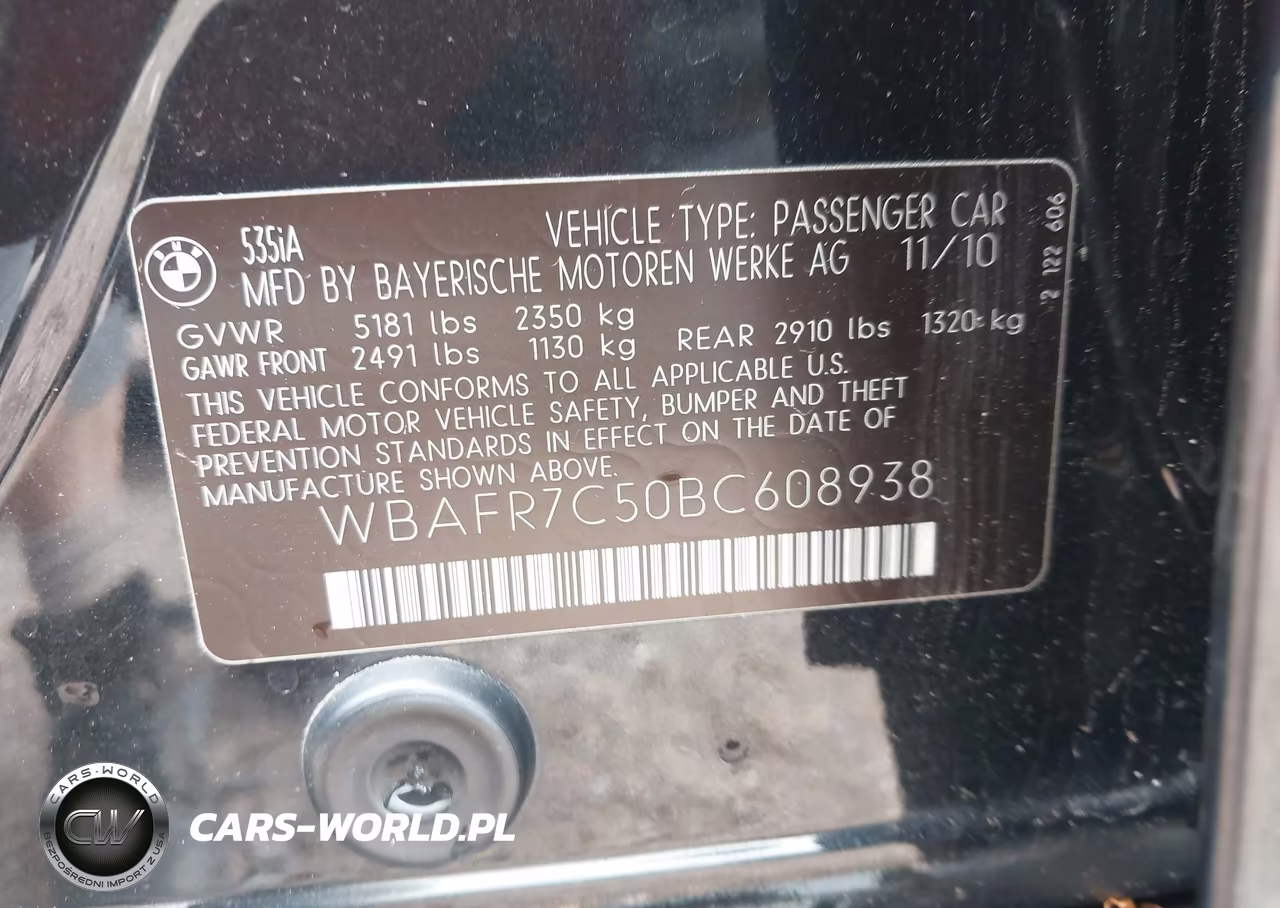 2011 BMW 535I VIN:WBAFR7C50BC608938 - 9