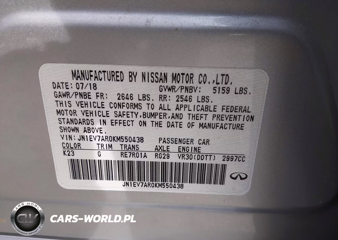 2019 Infiniti Q50 3.0T Sport VIN:JN1EV7AR0KM550438 - 9