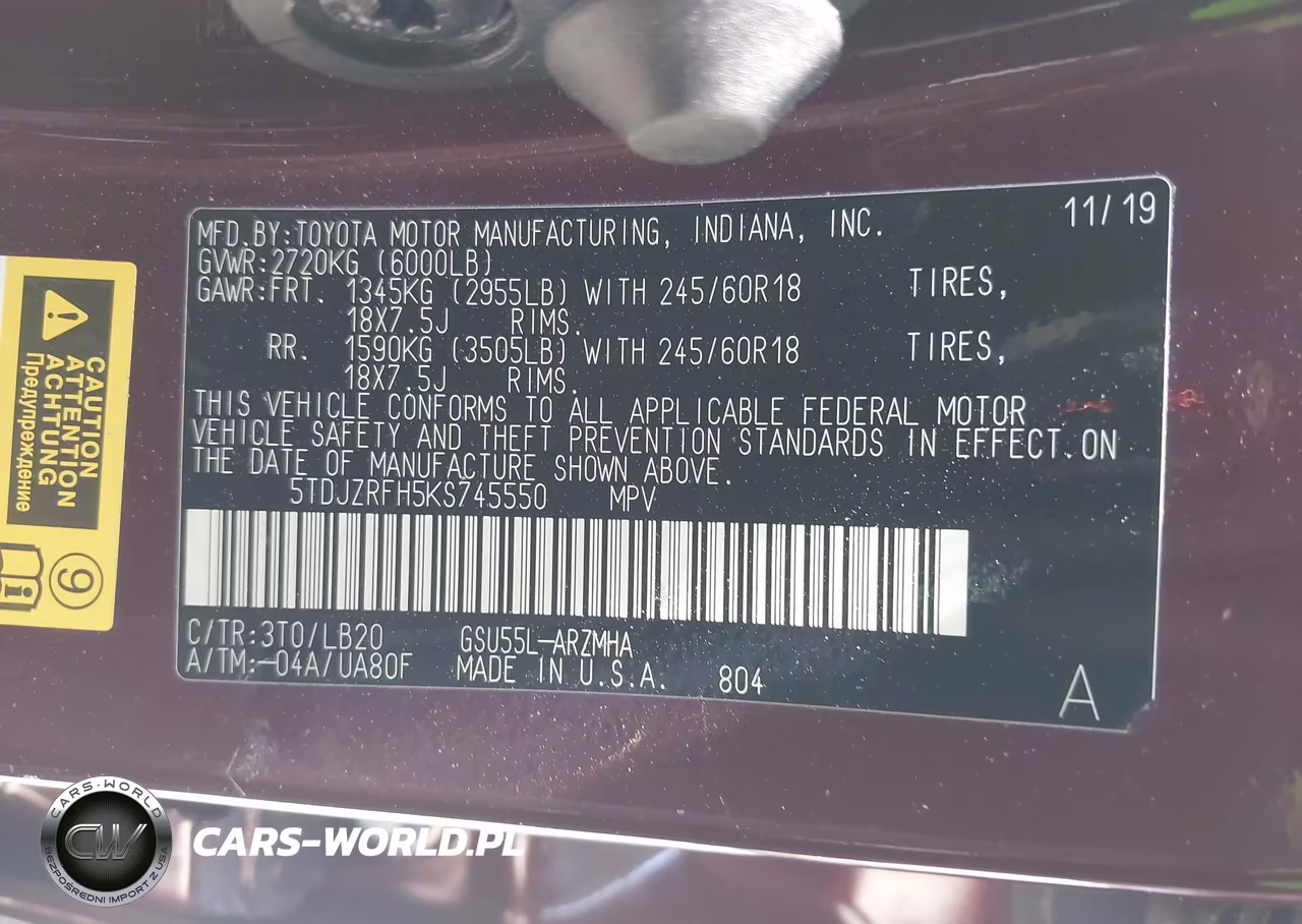 2019 Toyota Highlander Xle VIN:5TDJZRFH5KS745550 - 9