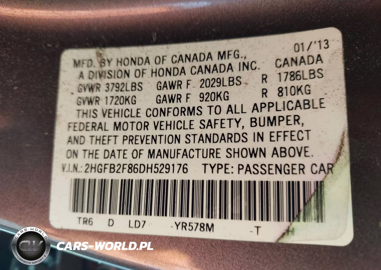 2013 Honda Civic Ex VIN:2HGFB2F86DH529176 - 9