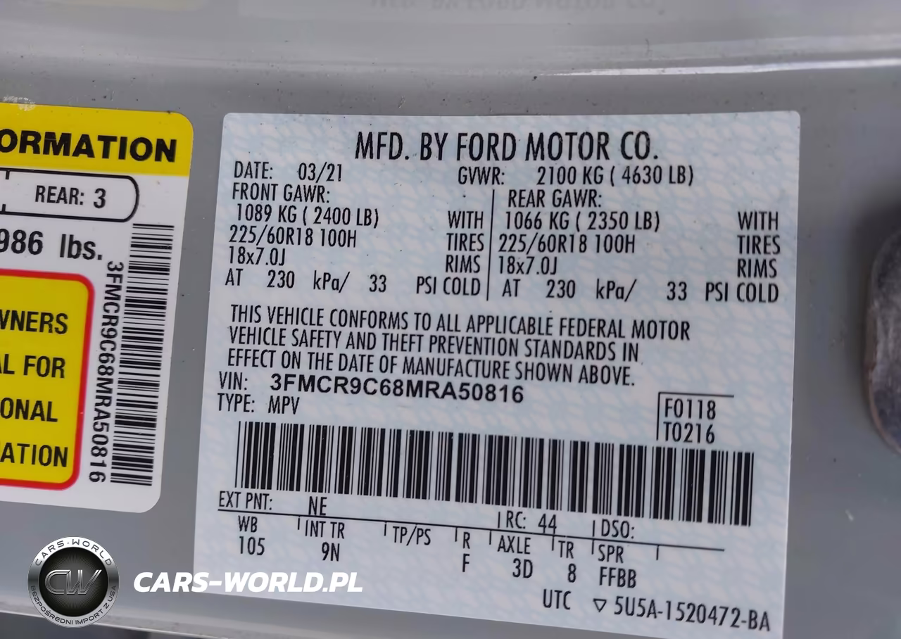 2021 Ford Bronco Sport Outer Banks VIN:3FMCR9C68MRA50816 - 9