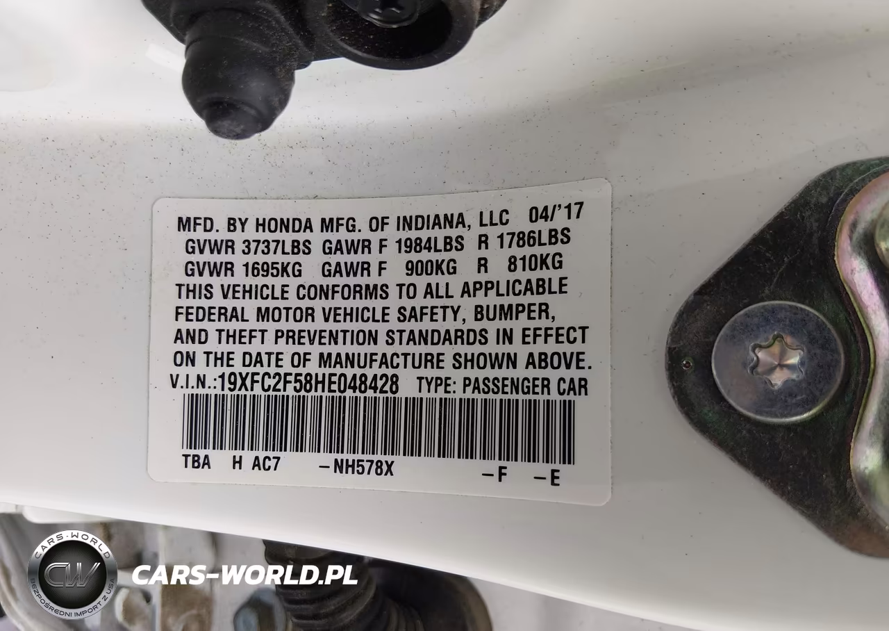 2017 Honda Civic Lx VIN:19XFC2F58HE048428 - 9