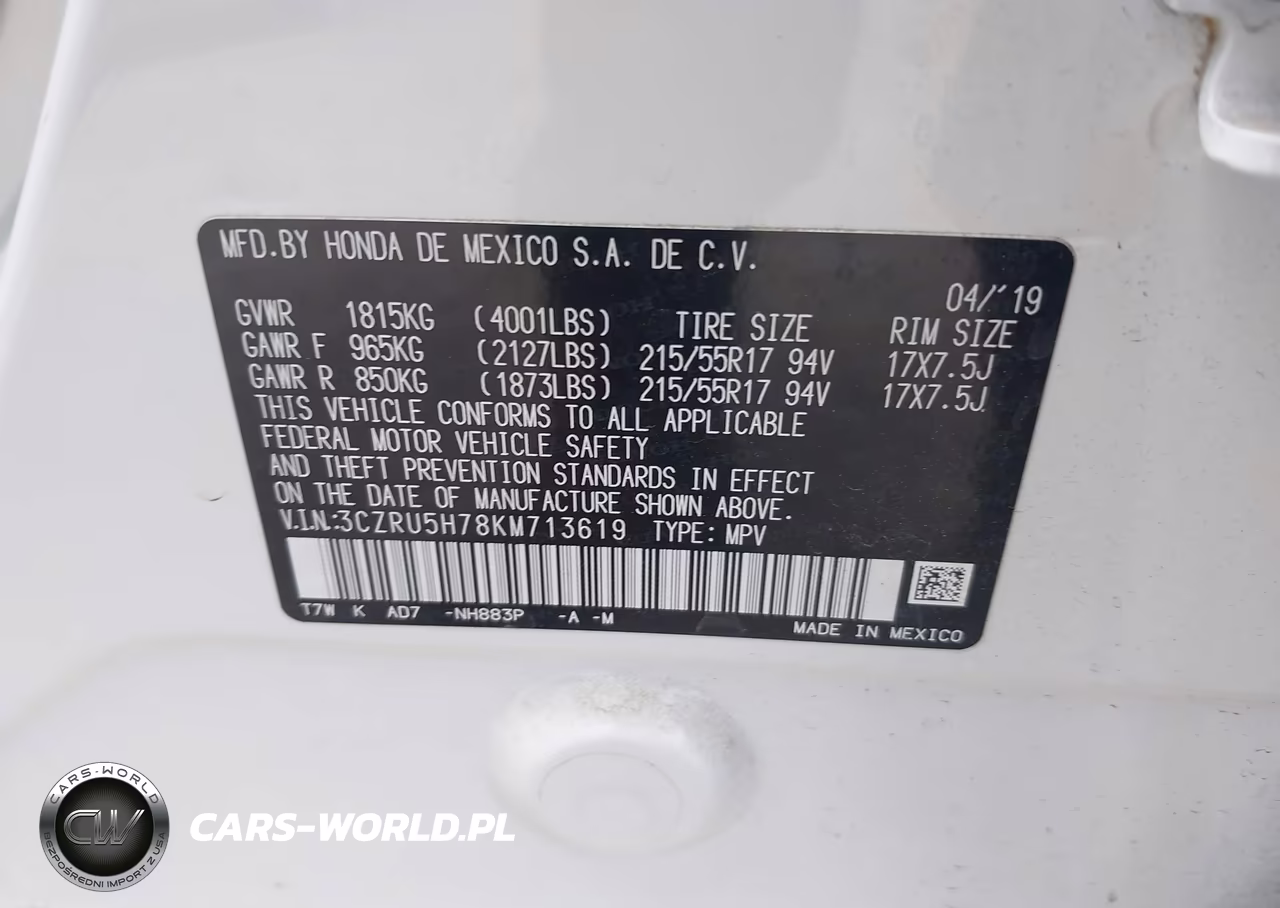 2019 Honda Hr-V Ex-L VIN:3CZRU5H78KM713619 - 9