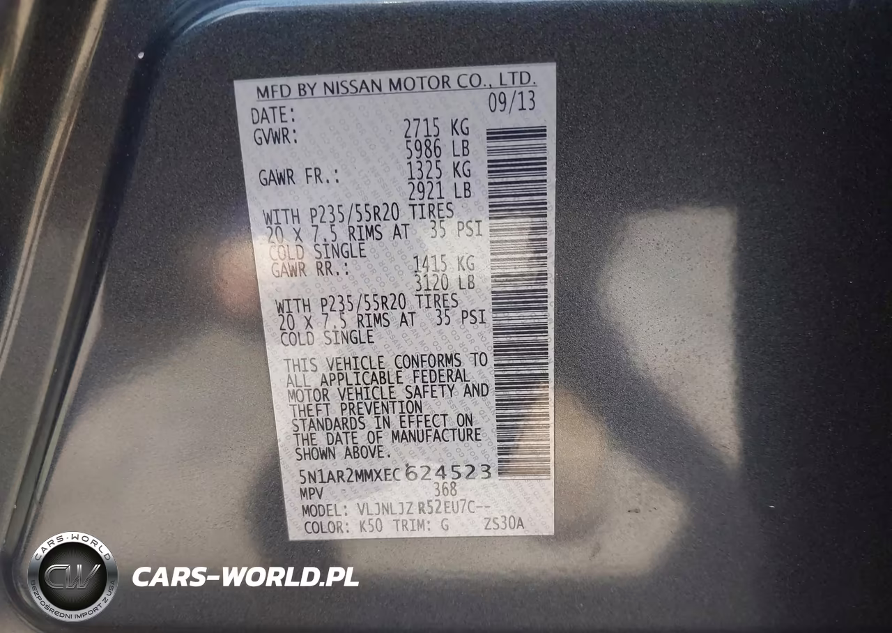 2014 Nissan Pathfinder Platinum VIN:5N1AR2MMXEC624523 - 9