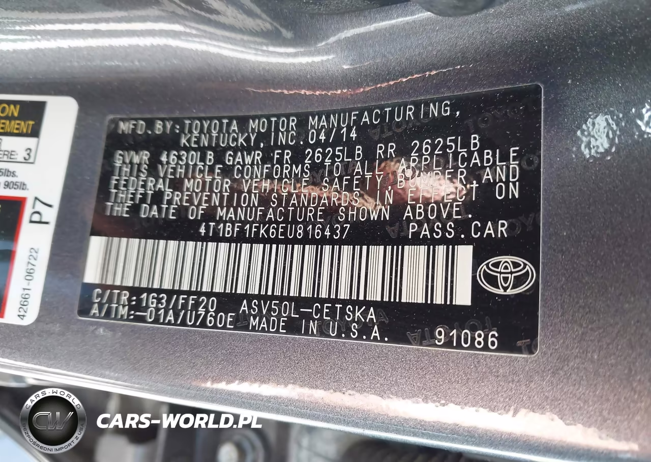 2014 Toyota Camry Se VIN:4T1BF1FK6EU816437 - 9