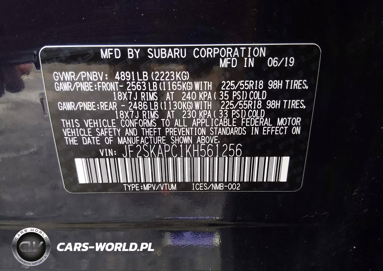 2019 Subaru Forester Sport VIN:JF2SKAPC1KH561256 - 9