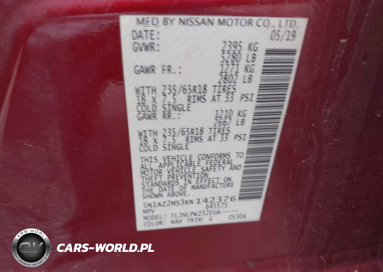 2019 Nissan Murano S VIN:5N1AZ2MS3KN142376 - 9