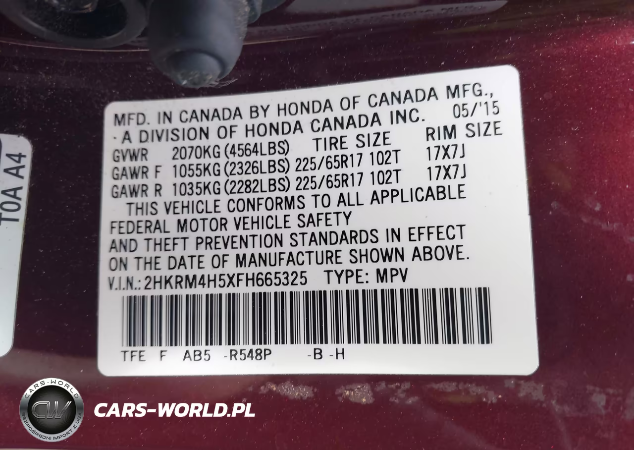2015 Honda Cr-V Ex VIN:2HKRM4H5XFH665325 - 9