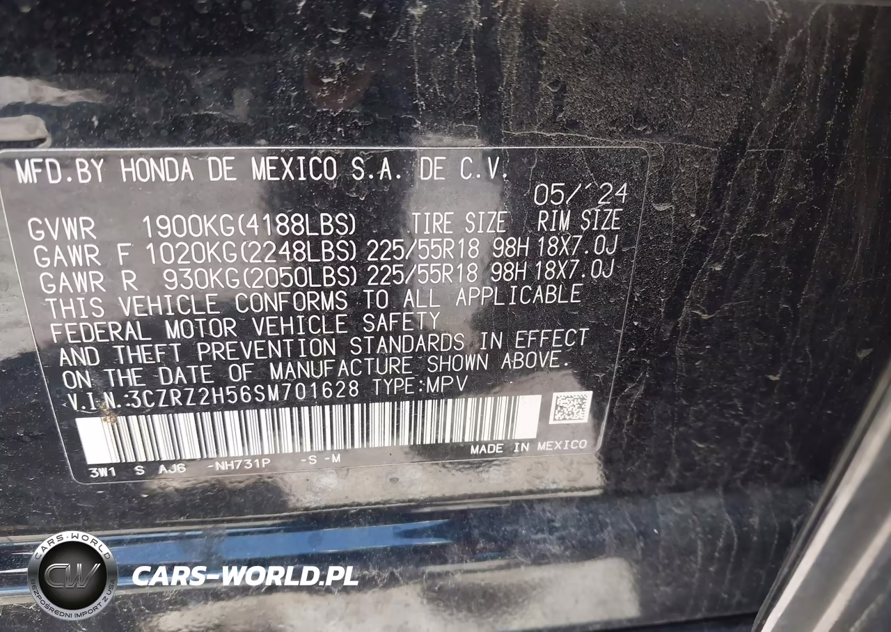 2025 Honda Hr-V Awd Sport VIN:3CZRZ2H56SM701628 - 9