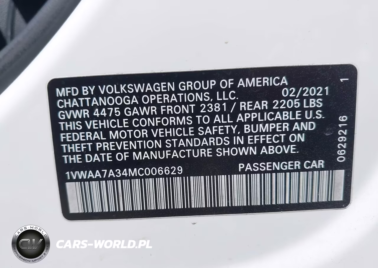 2021 Volkswagen Passat 2.0T S VIN:1VWAA7A34MC006629 - 9