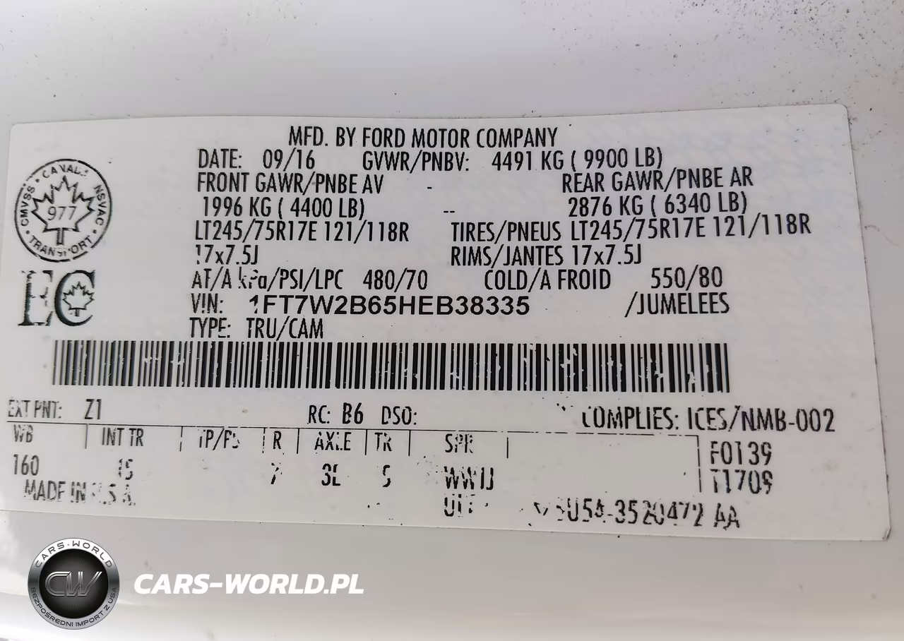 2017 Ford F-250 Xl VIN:1FT7W2B65HEB38335 - 9