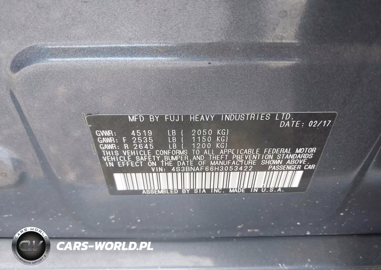 2017 Subaru Legacy 2.5I Premium VIN:4S3BNAF66H3053422 - 9
