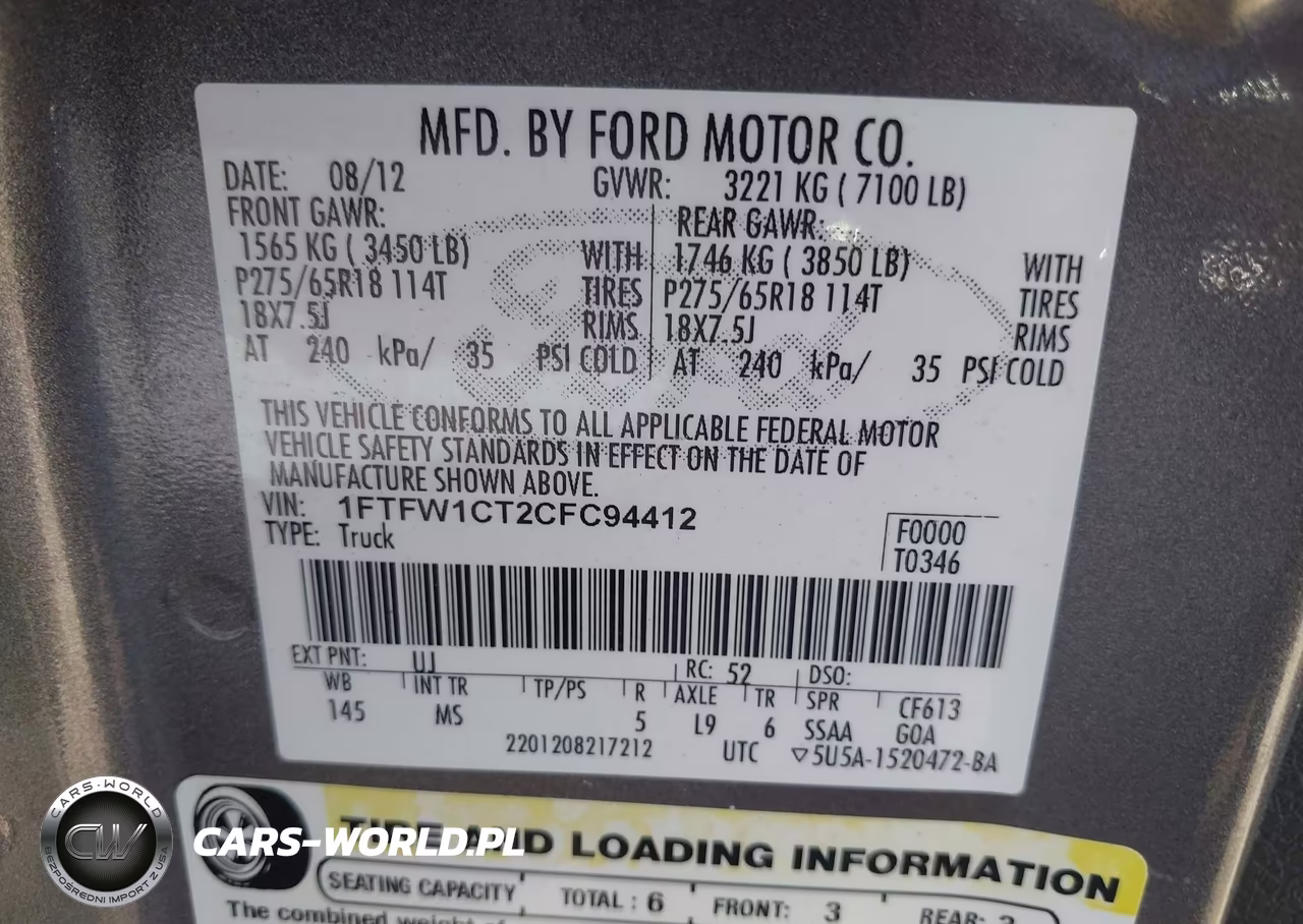 2012 Ford F-150 Xlt VIN:1FTFW1CT2CFC94412 - 9