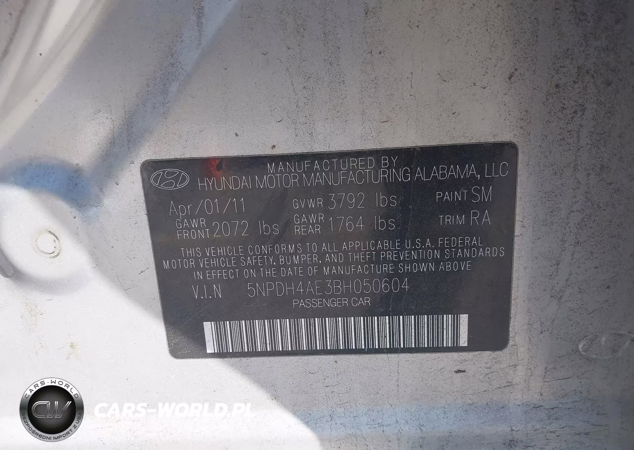2011 Hyundai Elantra Gls VIN:5NPDH4AE3BH050604 - 9