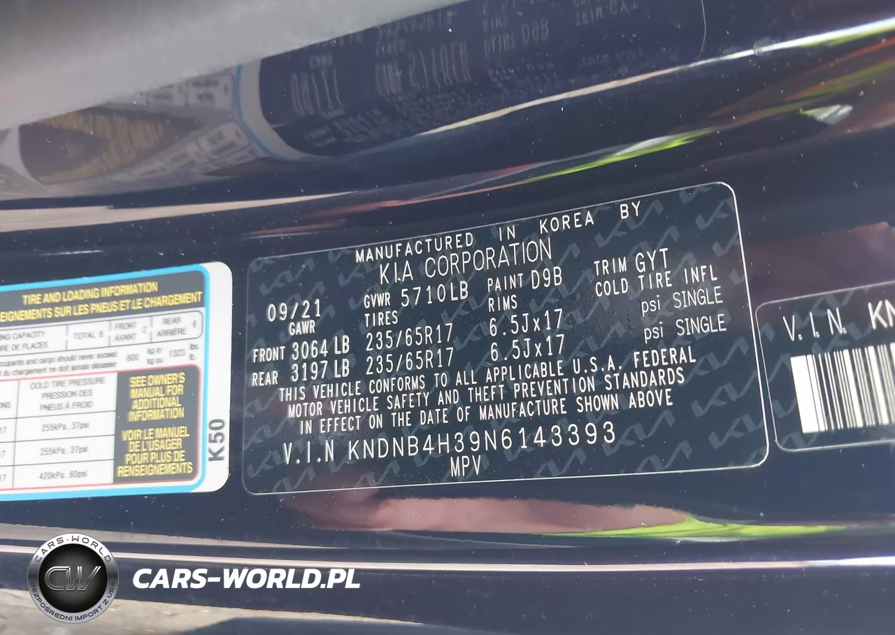 2022 Kia Carnival Mpv Lx Seat Package VIN:KNDNB4H39N6143393 - 9