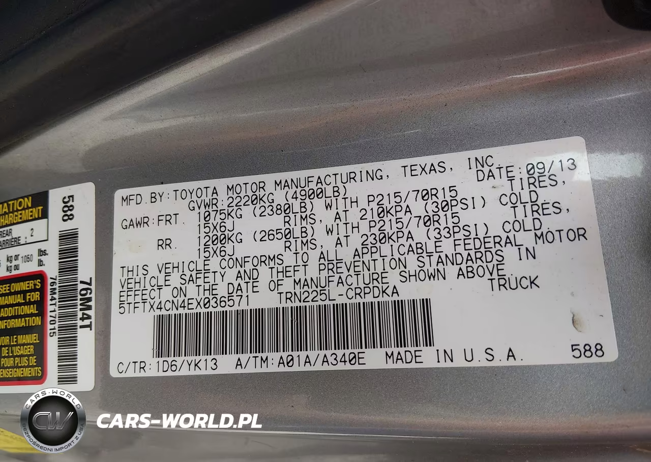 2014 Toyota Tacoma VIN:5TFTX4CN4EX036571 - 9