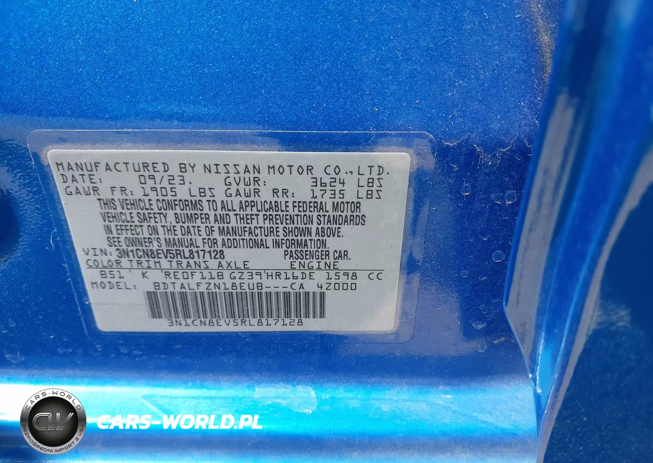 2024 Nissan Versa 1.6 Sv VIN:3N1CN8EV5RL817128 - 9