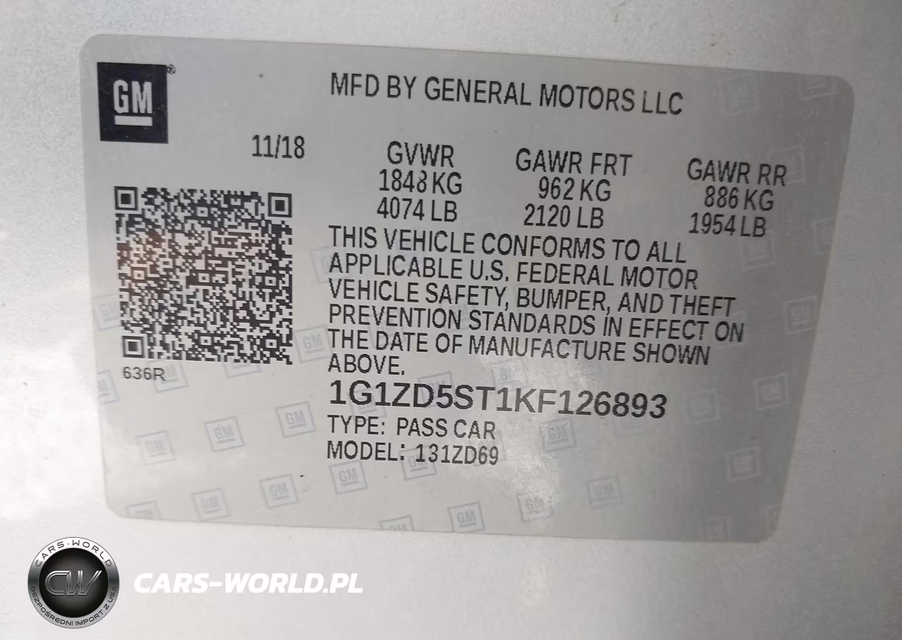 2019 Chevrolet Malibu Lt VIN:1G1ZD5ST1KF126893 - 9