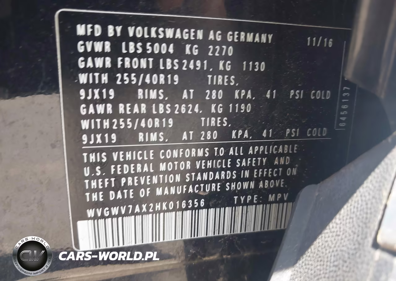 2017 Volkswagen Tiguan 2.0T Sel VIN:WVGWV7AX2HK016356 - 9
