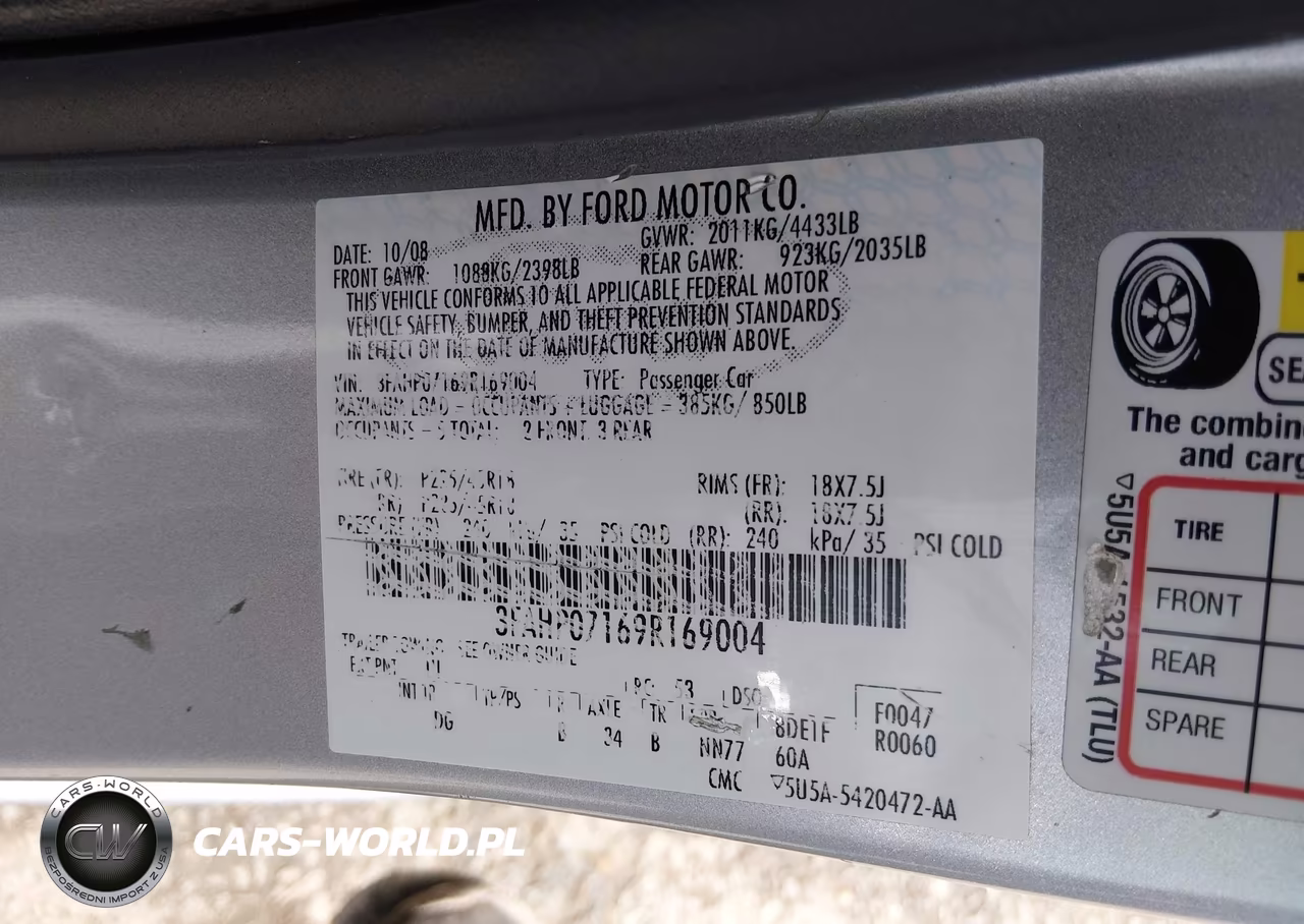 2009 Ford Fusion Se VIN:3FAHP07169R169004 - 9