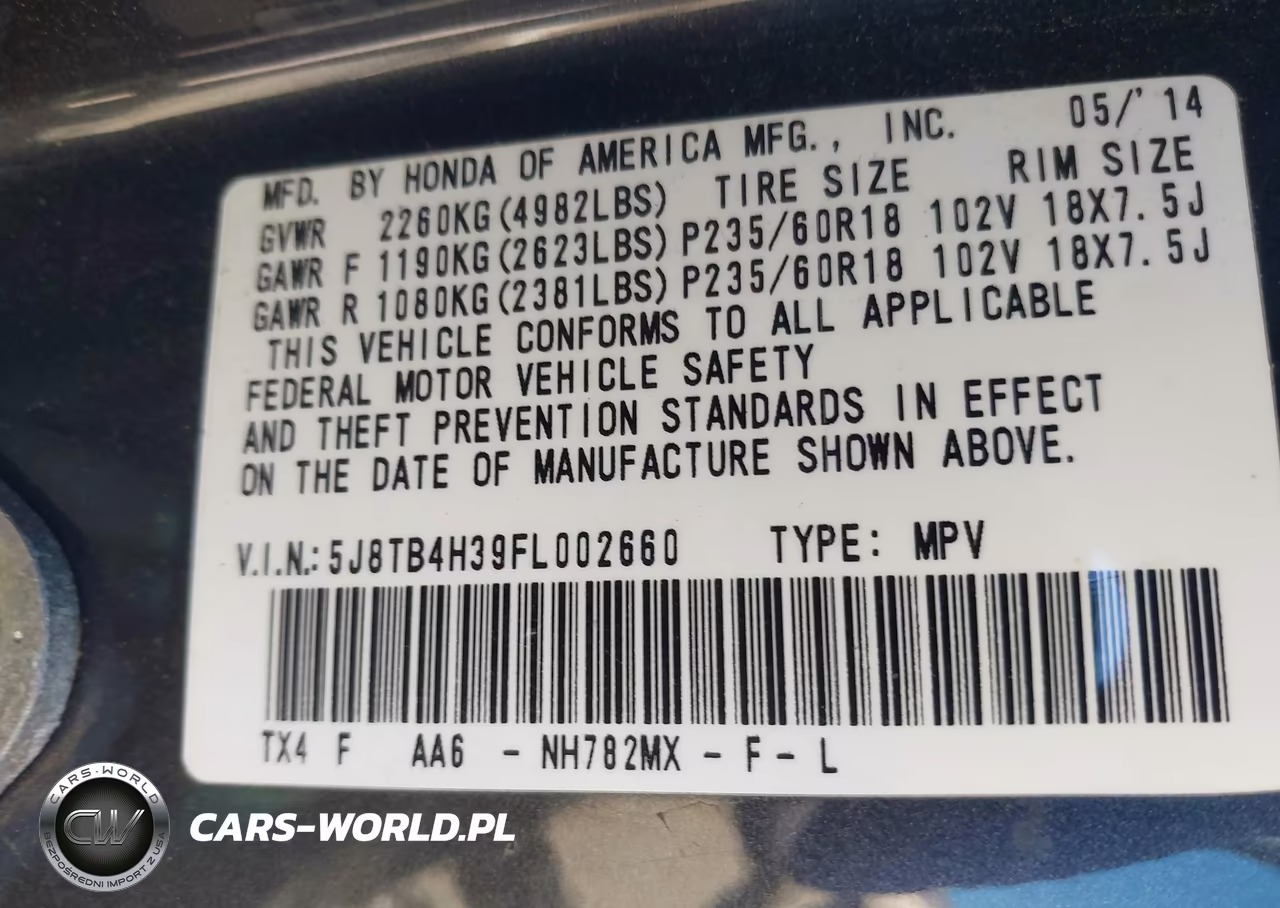 2015 Acura Rdx VIN:5J8TB4H39FL002660 - 9