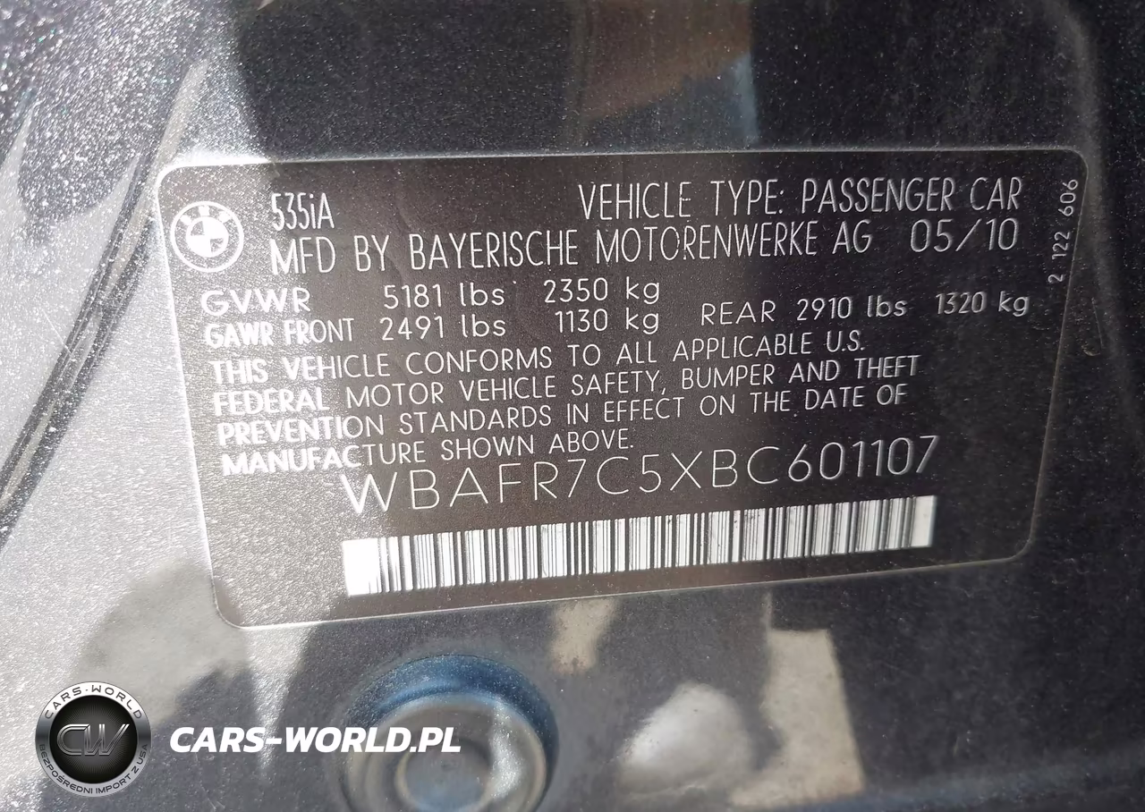 2011 BMW 535I VIN:WBAFR7C5XBC601107 - 9