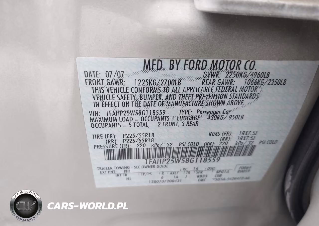 2008 Ford Taurus Limited VIN:1FAHP25W58G118559 - 9