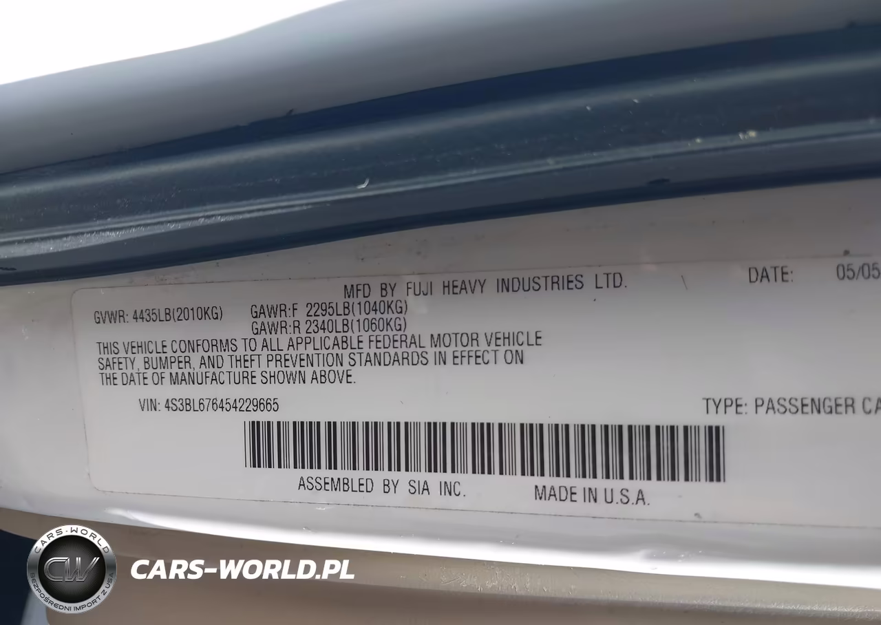 2005 Subaru Legacy 2.5Gt Limited VIN:4S3BL676454229665 - 9