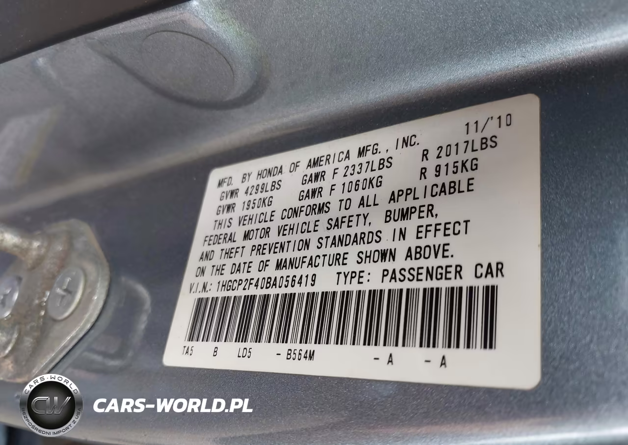 2011 Honda Accord 2.4 Lx-P VIN:1HGCP2F40BA056419 - 9