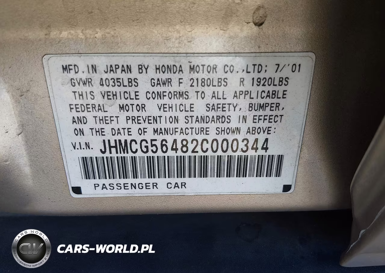 2002 Honda Accord 2.3 Lx VIN:JHMCG56482C000344 - 9