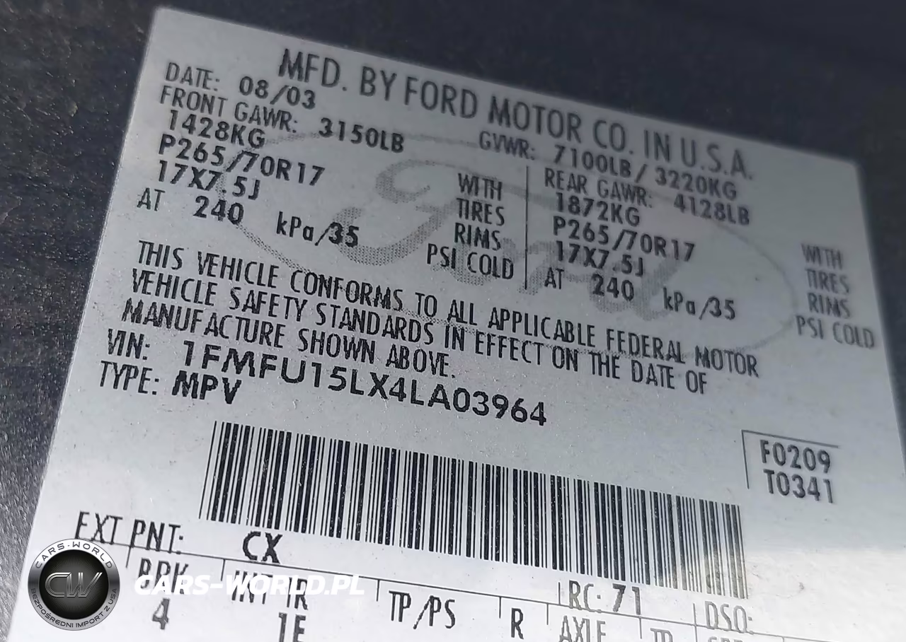 2004 Ford Expedition Xlt VIN:1FMFU15LX4LA03964 - 9