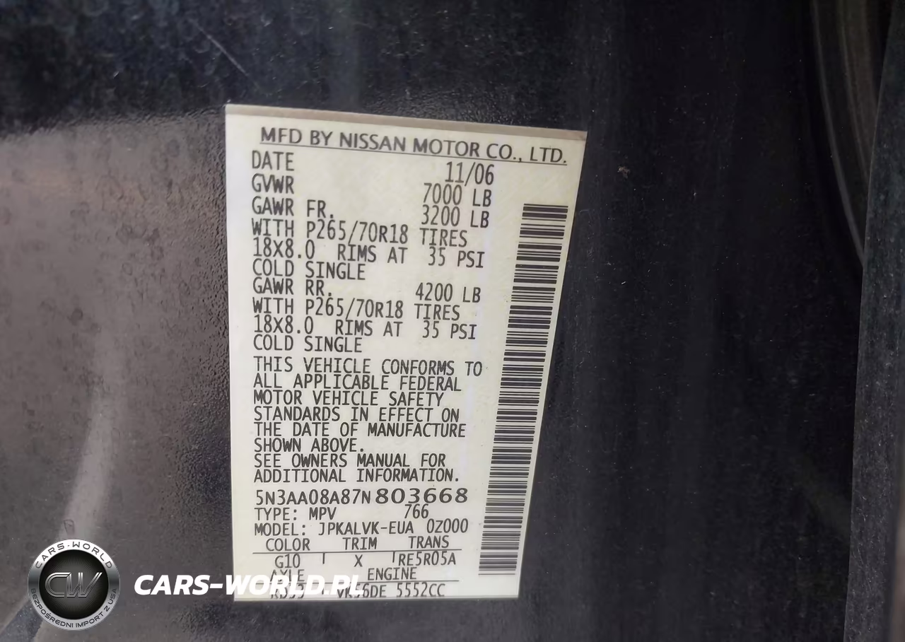 2007 Infiniti Qx56 VIN:5N3AA08A87N803668 - 9