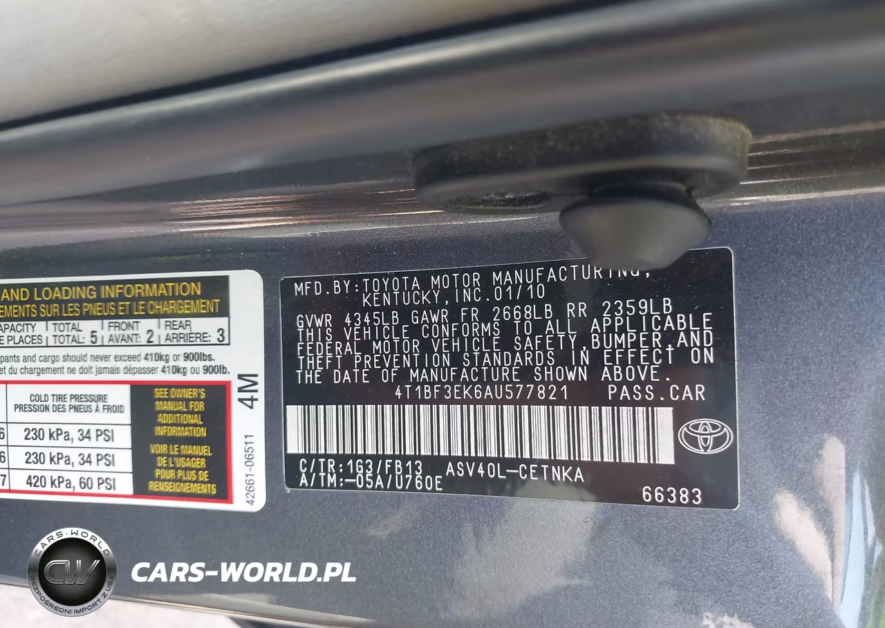 2010 Toyota Camry Le VIN:4T1BF3EK6AU577821 - 9