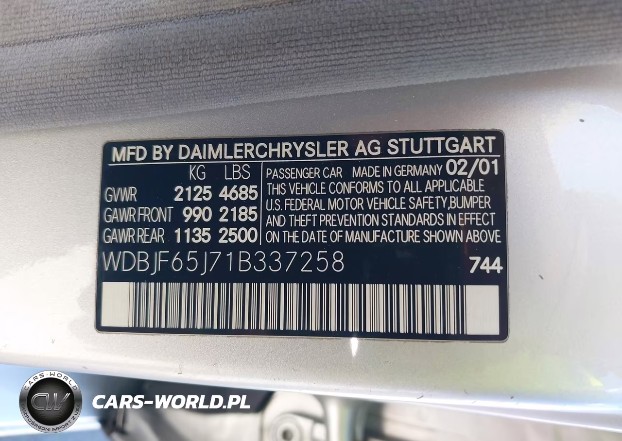 2001 Mercedes-Benz E 320 VIN:WDBJF65J71B337258 - 9