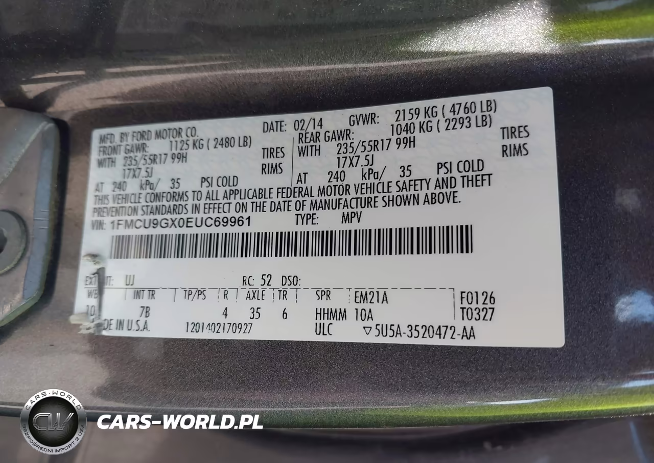 2014 Ford Escape Se VIN:1FMCU9GX0EUC69961 - 9