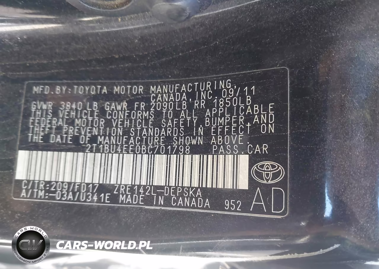 2011 Toyota Corolla S VIN:2T1BU4EE0BC701798 - 9