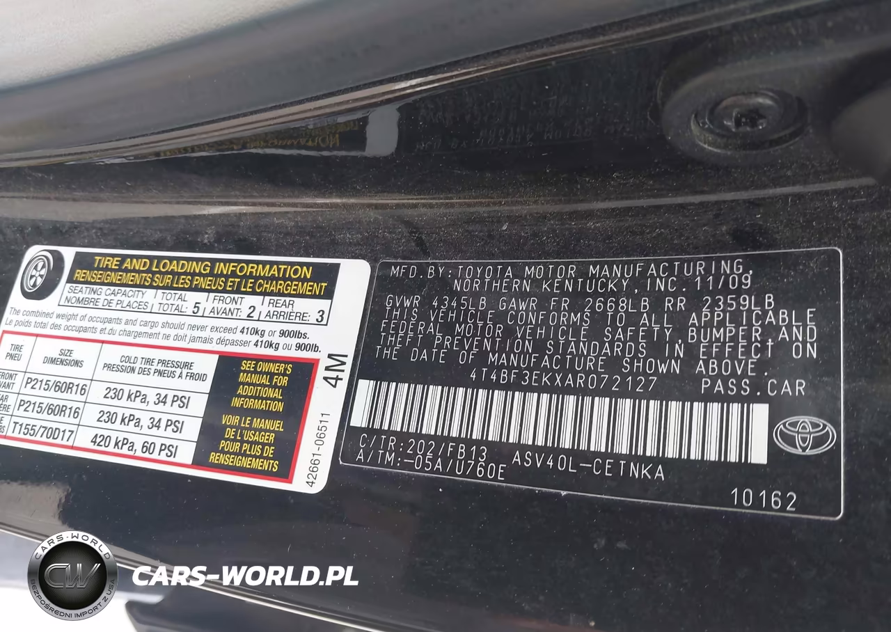 2010 Toyota Camry Le VIN:4T4BF3EKXAR072127 - 9