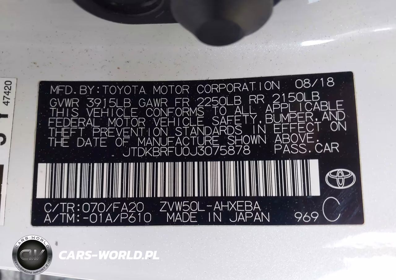 2018 Toyota Prius Two VIN:JTDKBRFU0J3075878 - 9