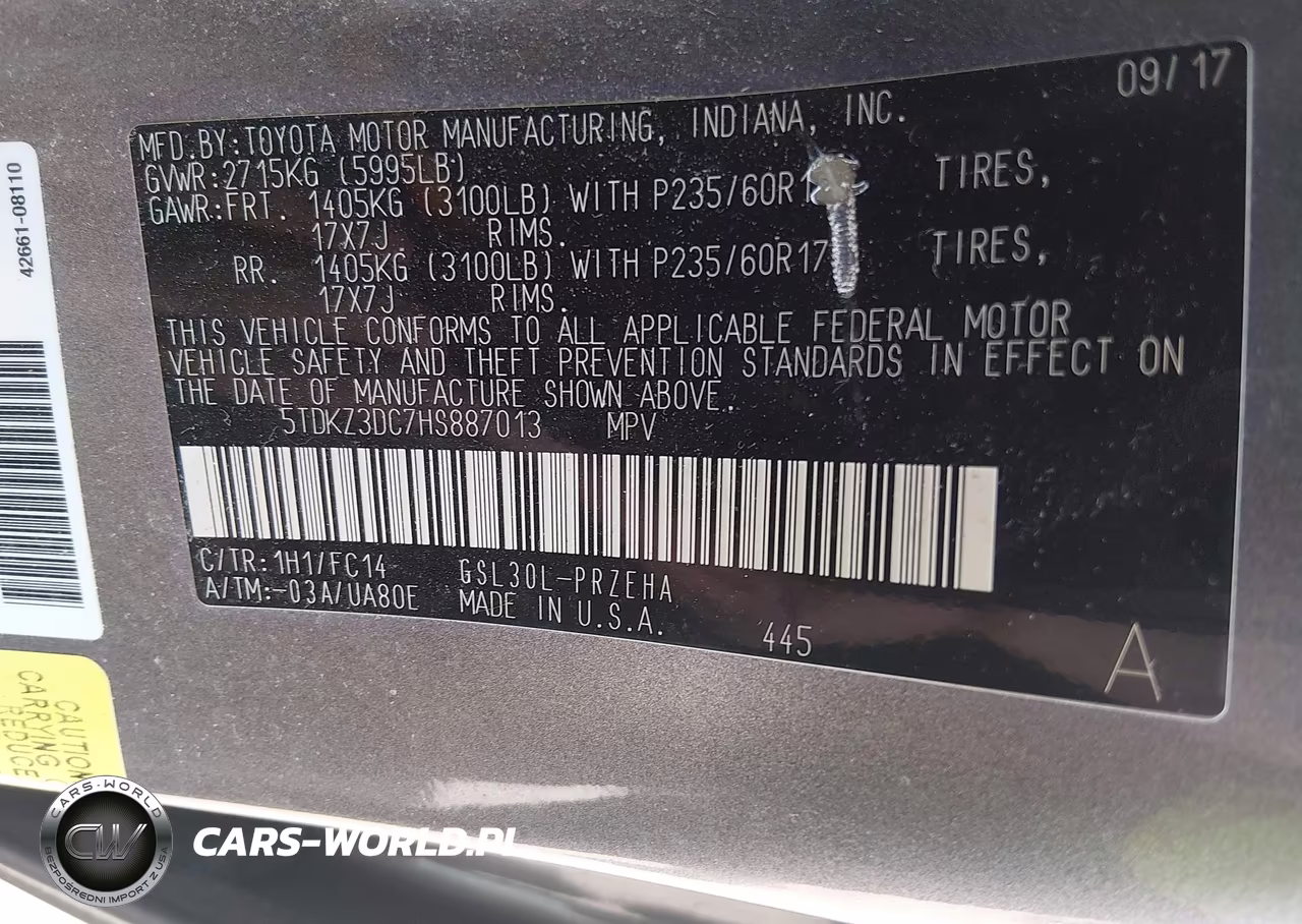 2017 Toyota Sienna Le 8 Passenger VIN:5TDKZ3DC7HS887013 - 9