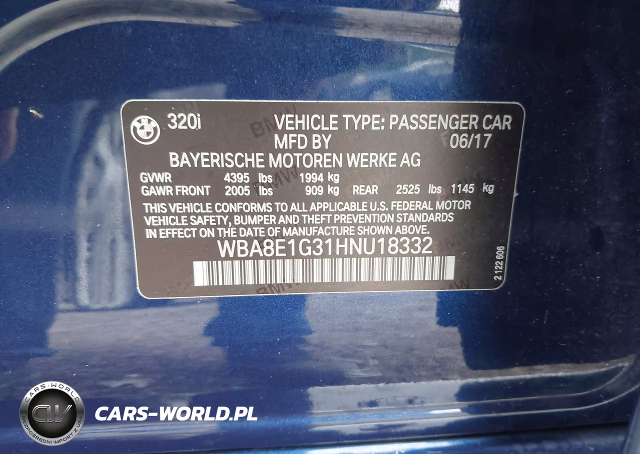 2017 BMW 320I VIN:WBA8E1G31HNU18332 - 9