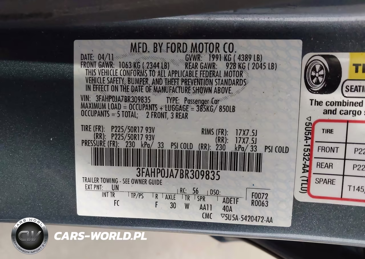 2011 Ford Fusion Sel VIN:3FAHP0JA7BR309835 - 9