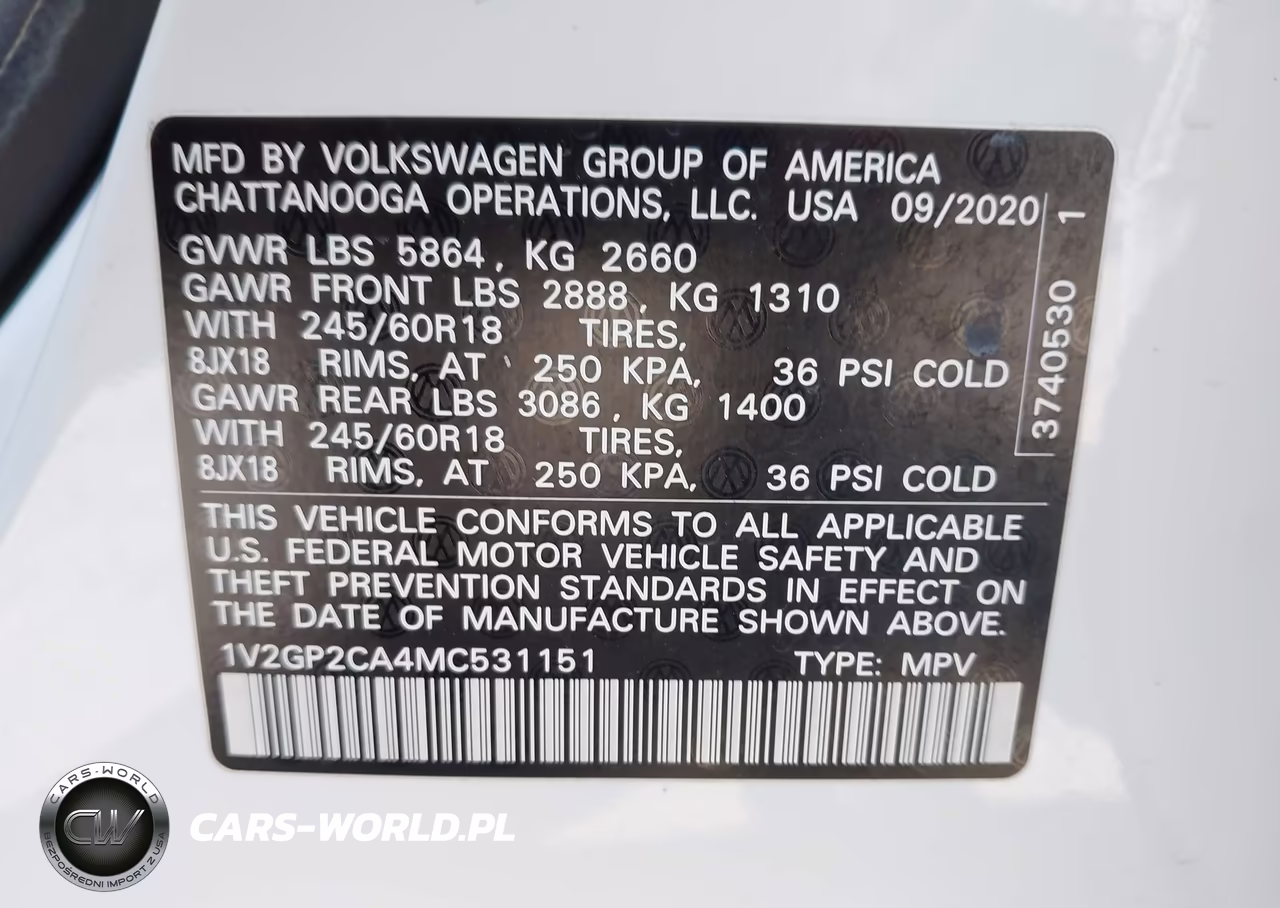 2021 Volkswagen Atlas 2.0T S VIN:1V2GP2CA4MC531151 - 9