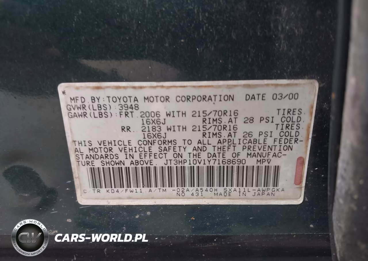 2000 Toyota Rav4 VIN:JT3HP10V1Y7168690 - 9