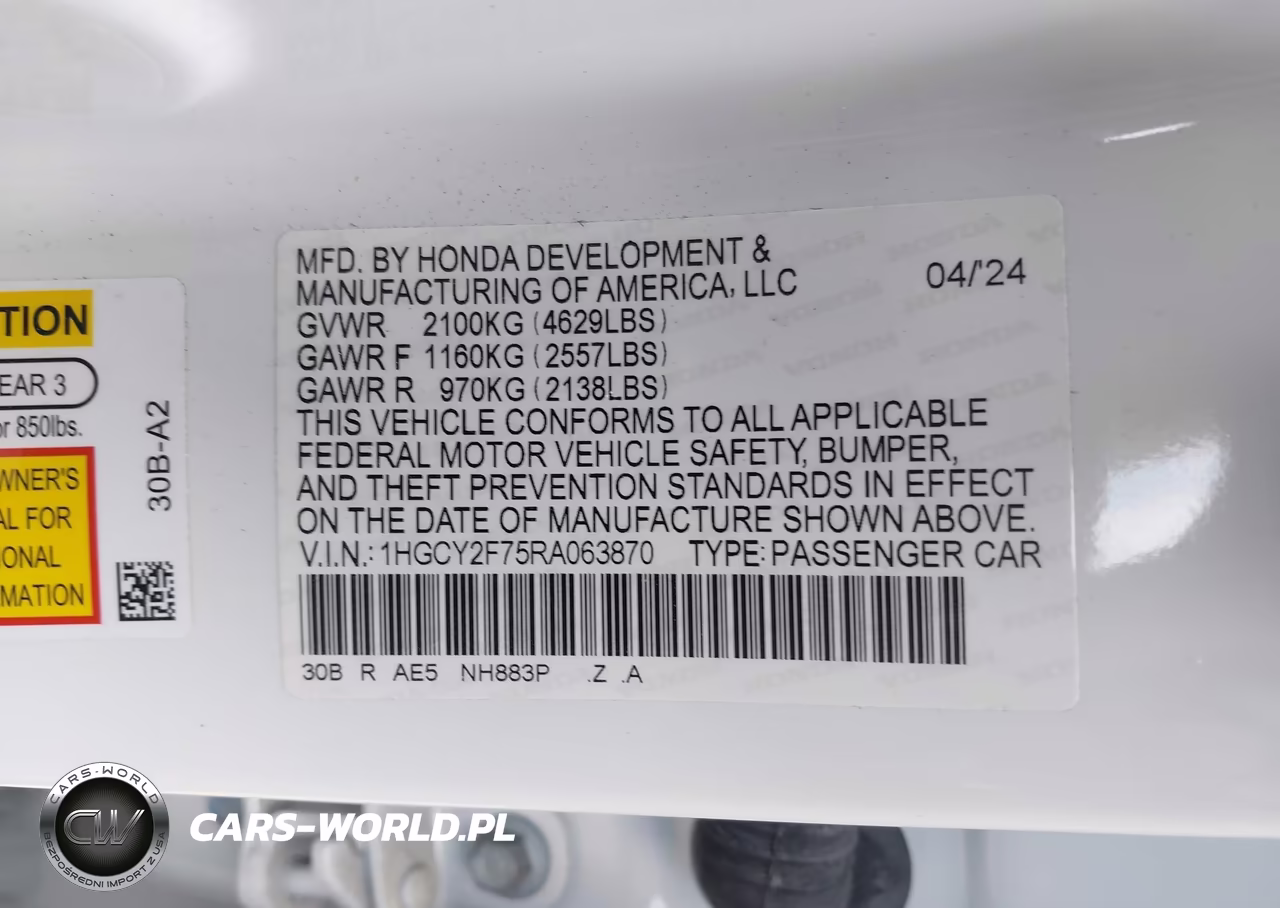 2024 Honda Accord Hybrid Sport-L VIN:1HGCY2F75RA063870 - 9