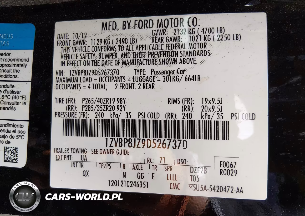 2013 Ford Shelby Gt500 VIN:1ZVBP8JZ9D5267370 - 9