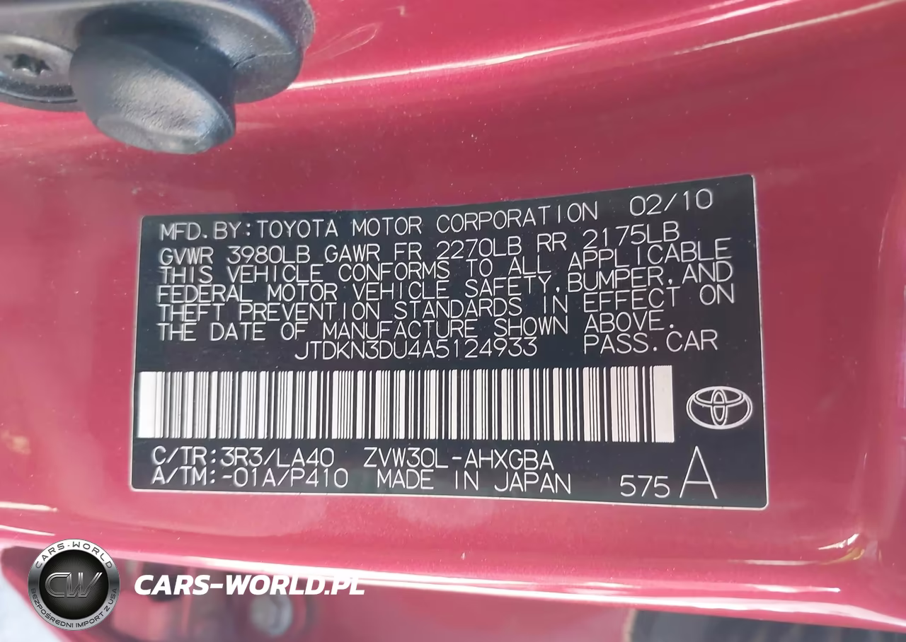 TOYOTA PRIUS VIN:JTDKN3DU4A5124933 - 9